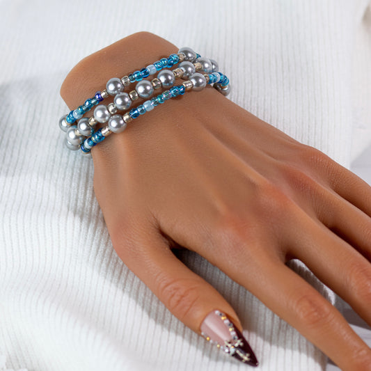 Blue Crown Bead Bracelet