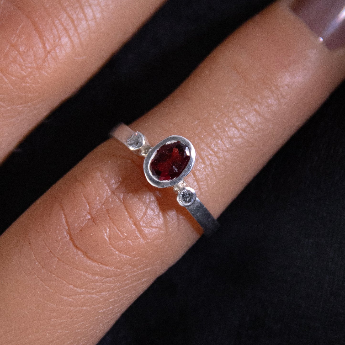 Garnet 3 Stone Ring