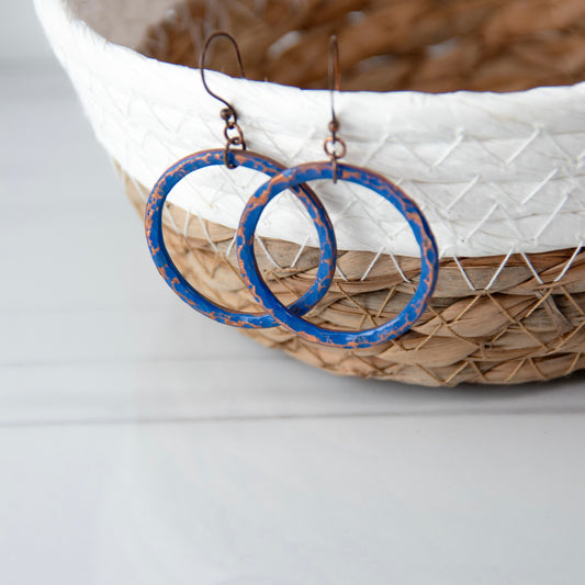 Copper Blue Patina Earrings