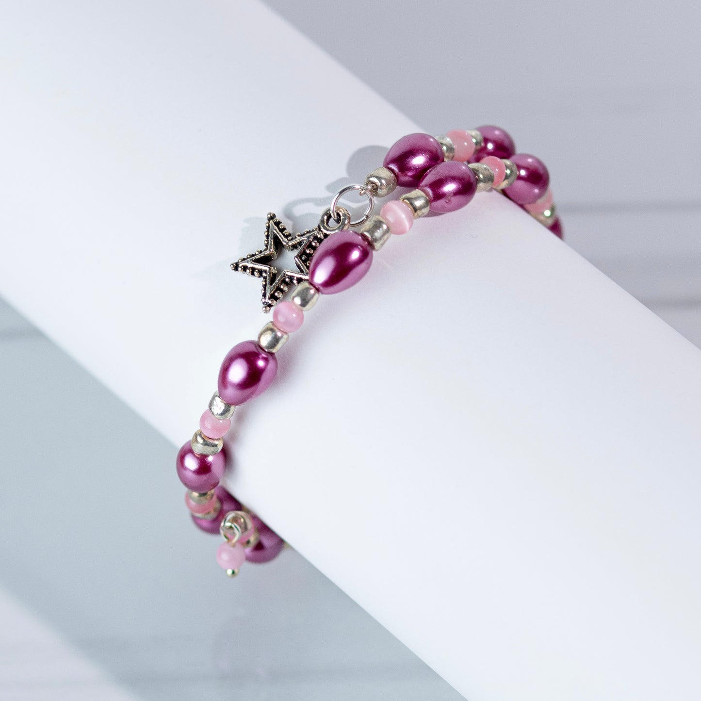 Pink Memory Pearl Bracelet