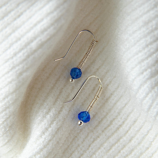 Blue Huggie Earrings