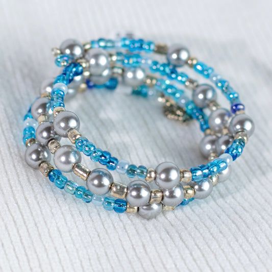 Blue Crown Bead Bracelet
