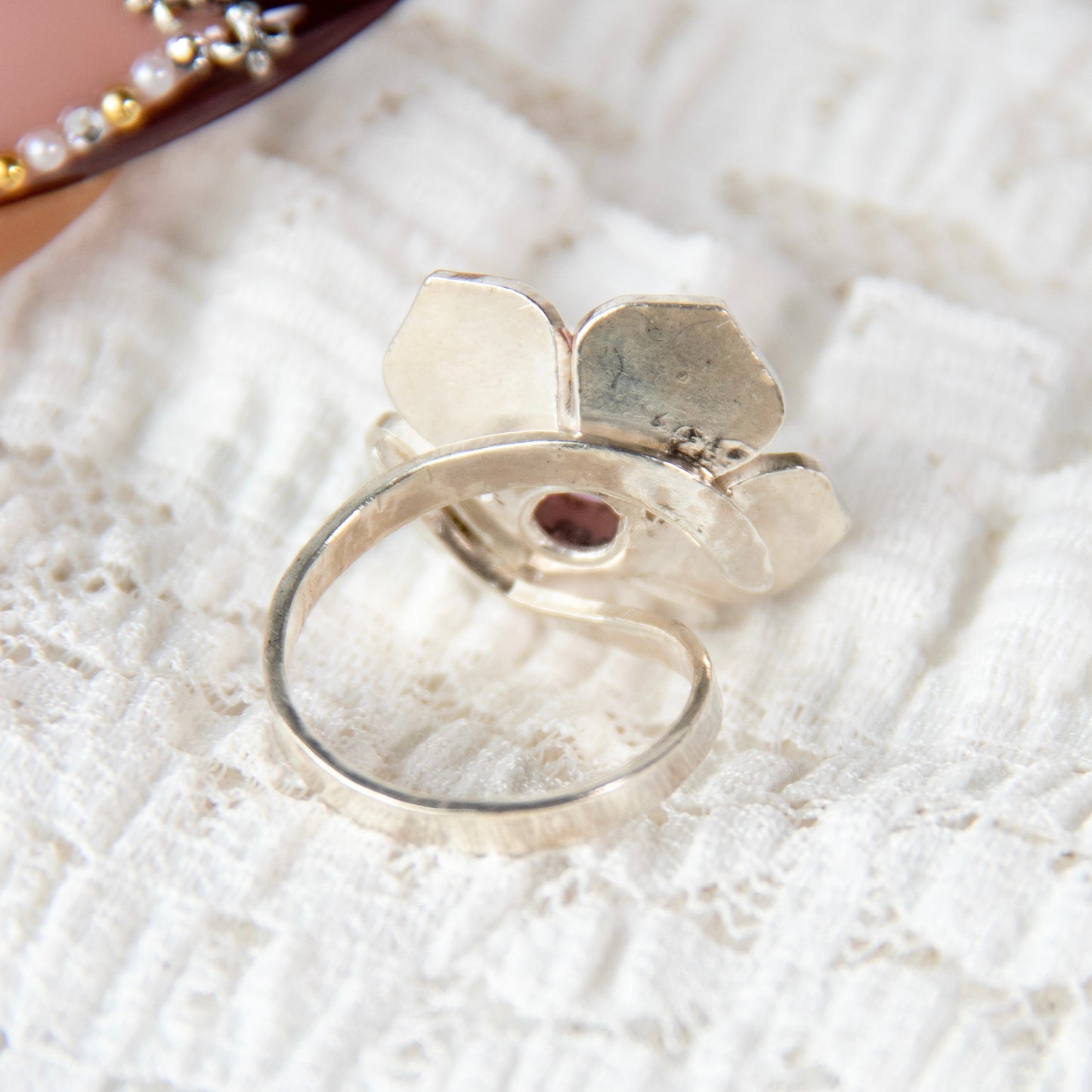 Flower Pink Zircon Ring