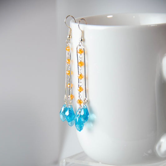 Blue Crystal Chandelier Earrings