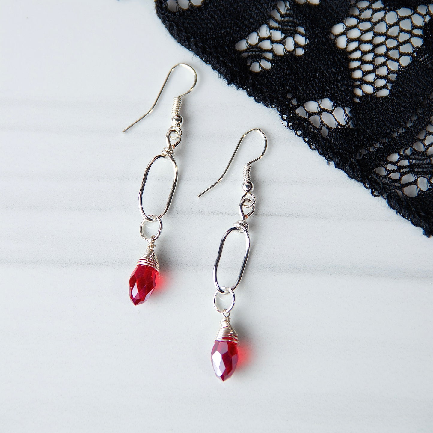 Red Oval Earrings