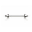 316L Straight Barbell 16 Gauge 14MM Bar Length 4MM Spike Ends Externally Threaded