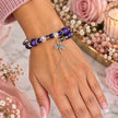 Dragonfly Dreams Purple Beaded Memory Wire Bracelet with Silver-Tone Dragonfly Charm
