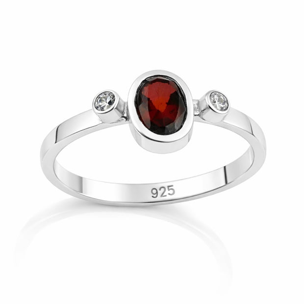 Garnet 3 Stone Ring