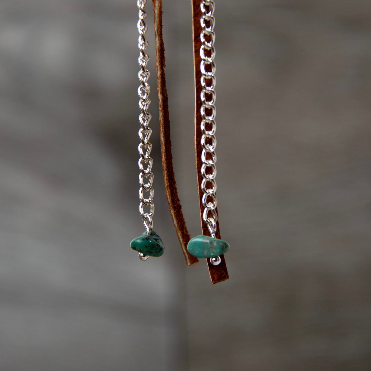 Turquoise Chain Tassel Earrings