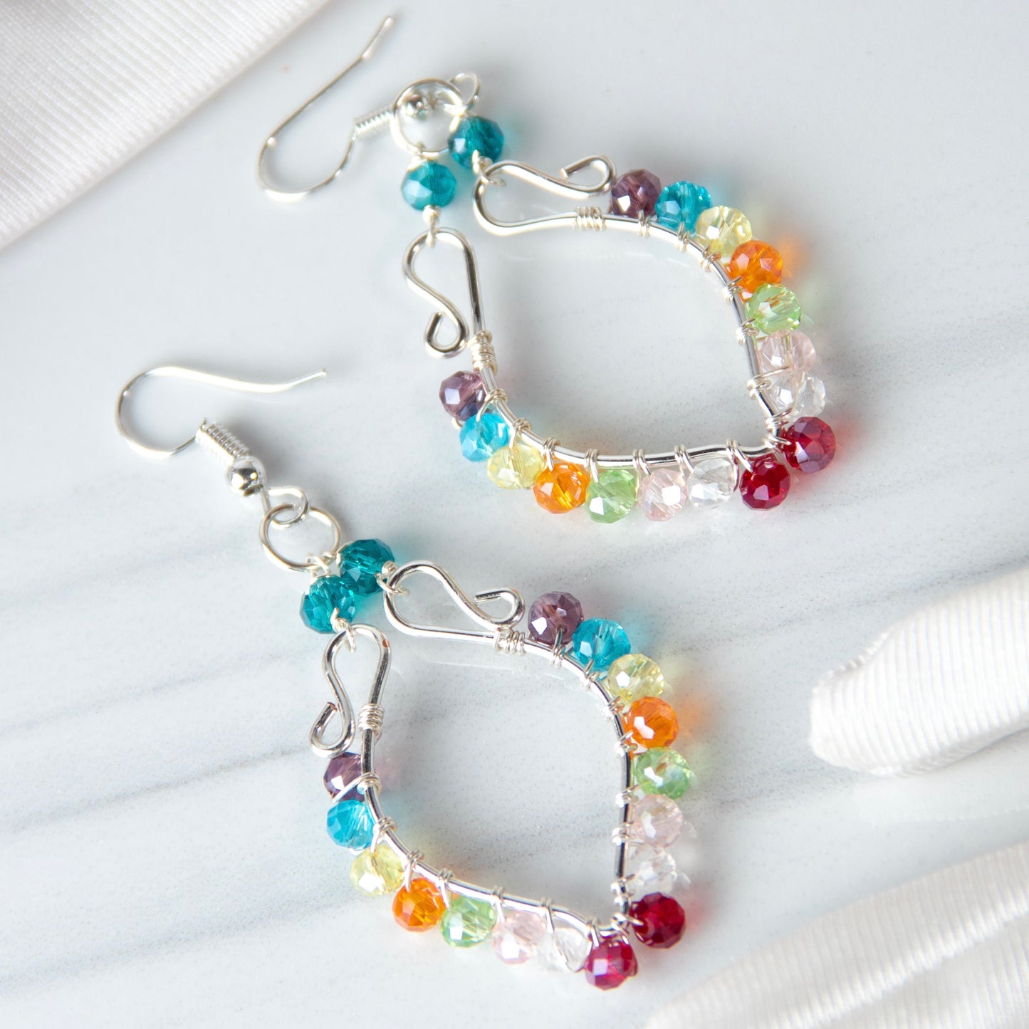Rainbow Color Bead Earrings