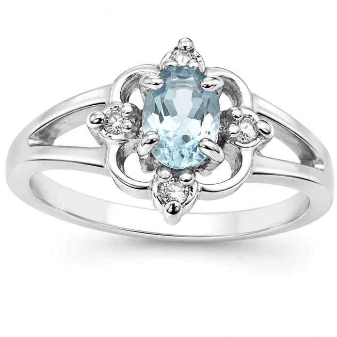 Vintage Oval Cut Blue Topaz Ring