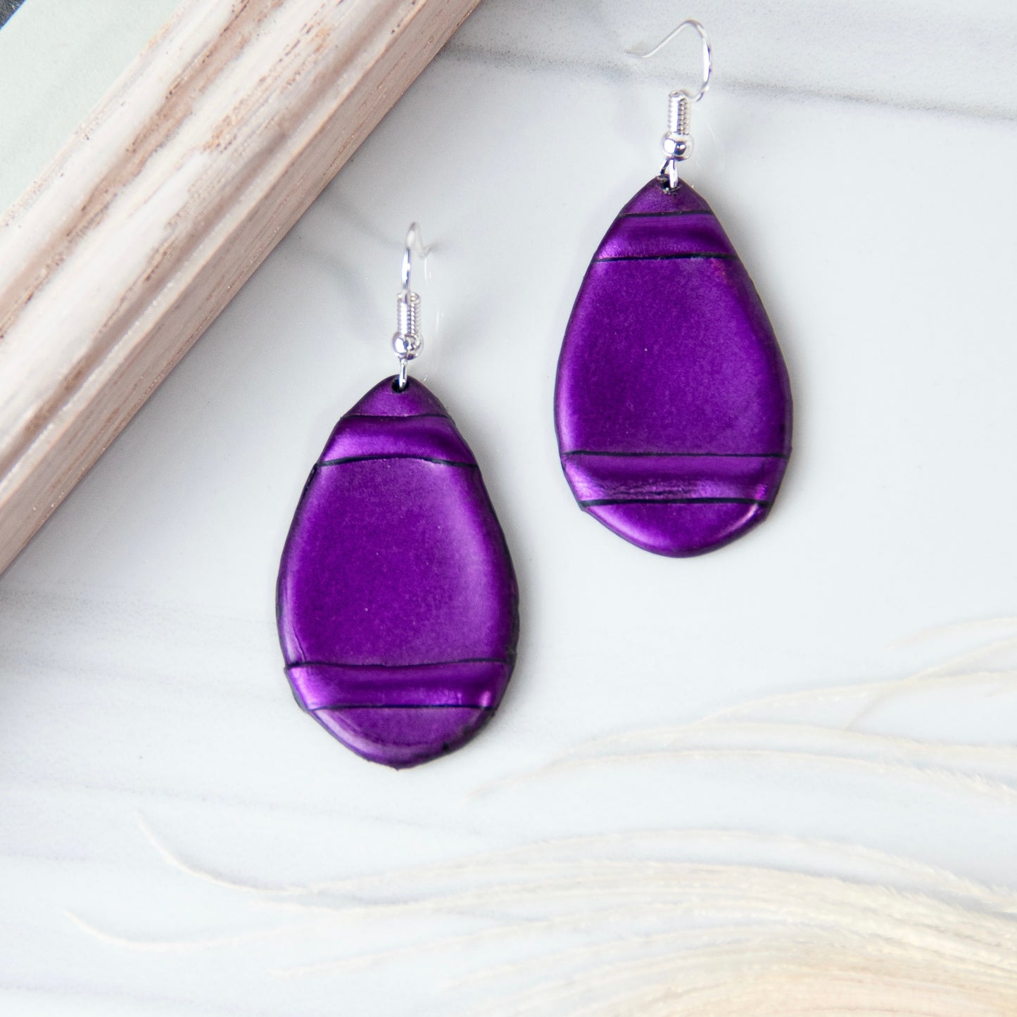 Purple Texture Style Earrings