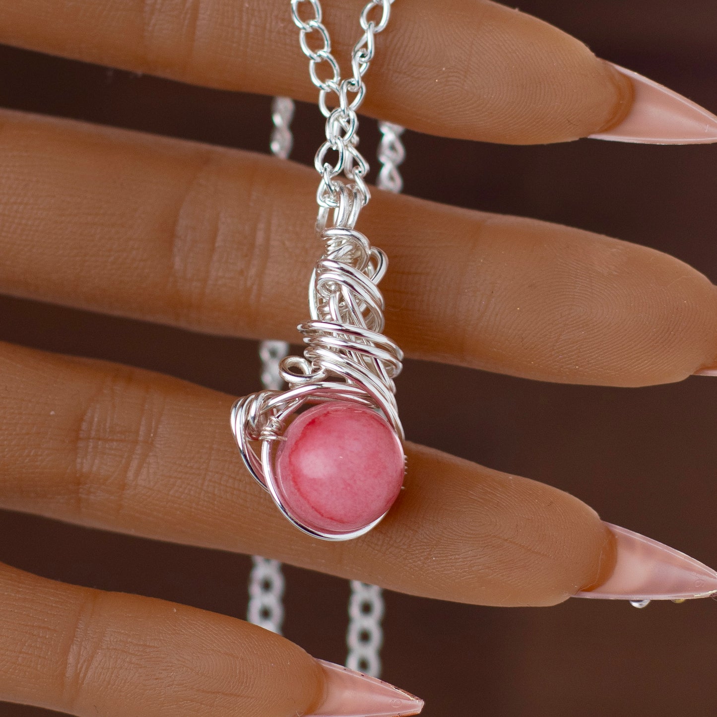 Pink Gemstone Bead Necklace