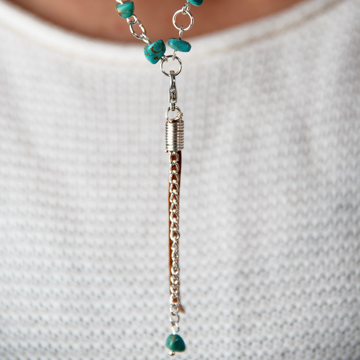 Turquoise Chain Tassel Necklace