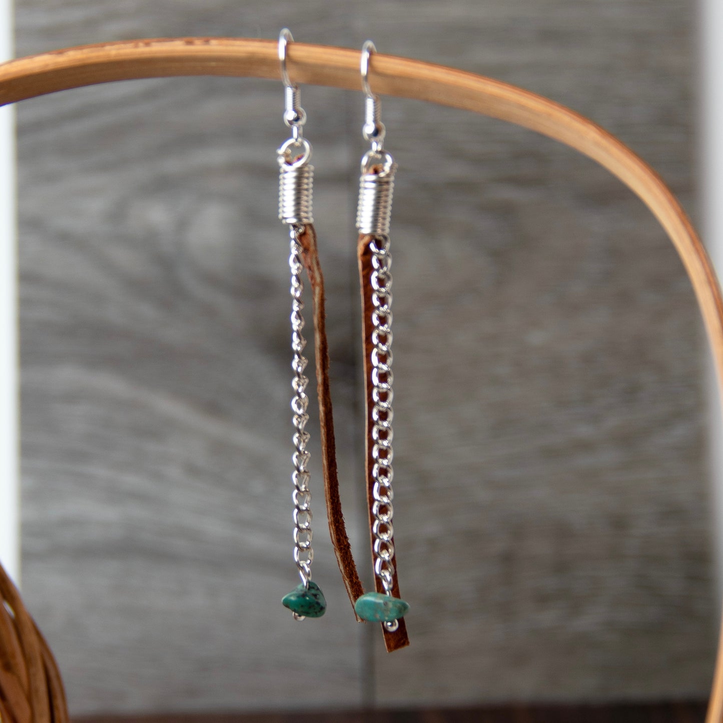 Turquoise Chain Tassel Earrings