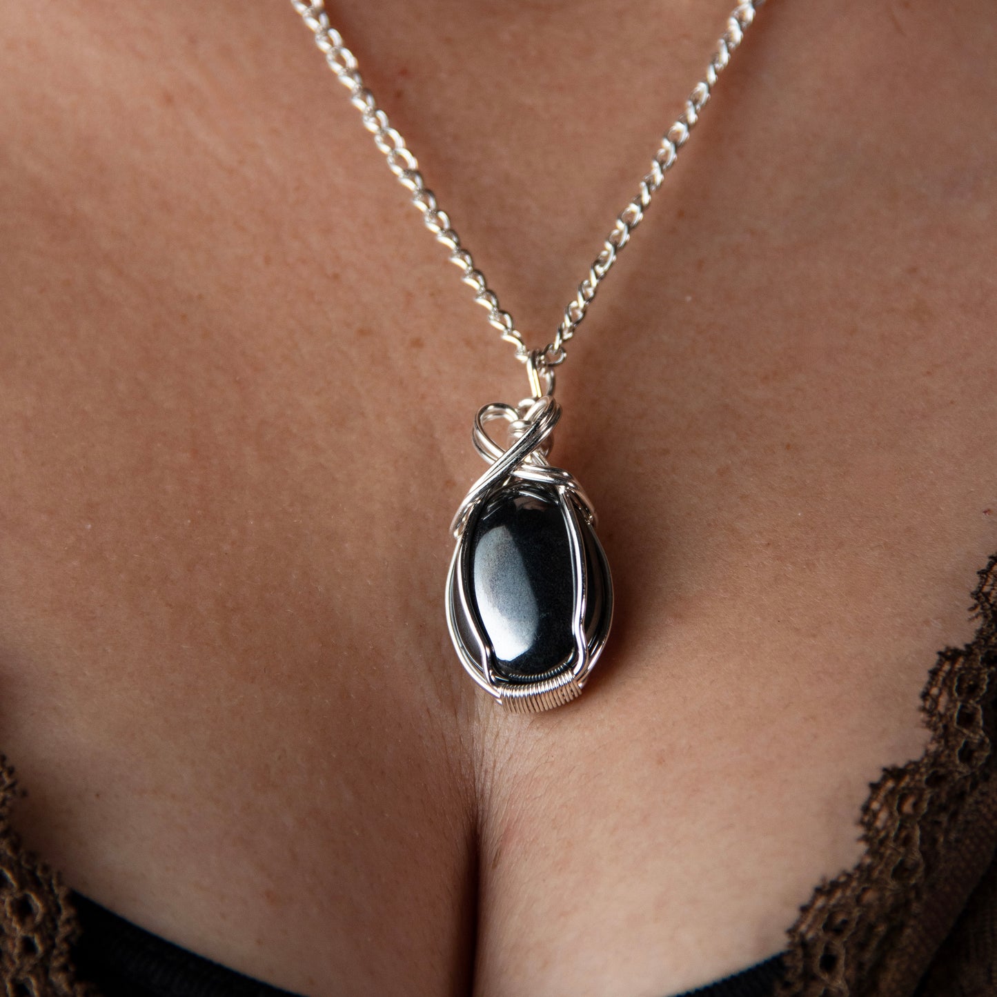 Heart Hematite Necklace
