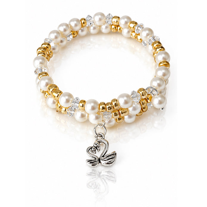 Lovebirds Yellow Memory Wire Bracelet