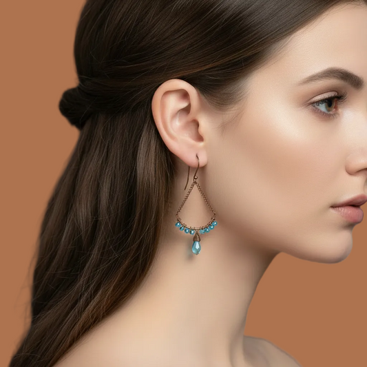 Copper Blue Chandelier Earrings