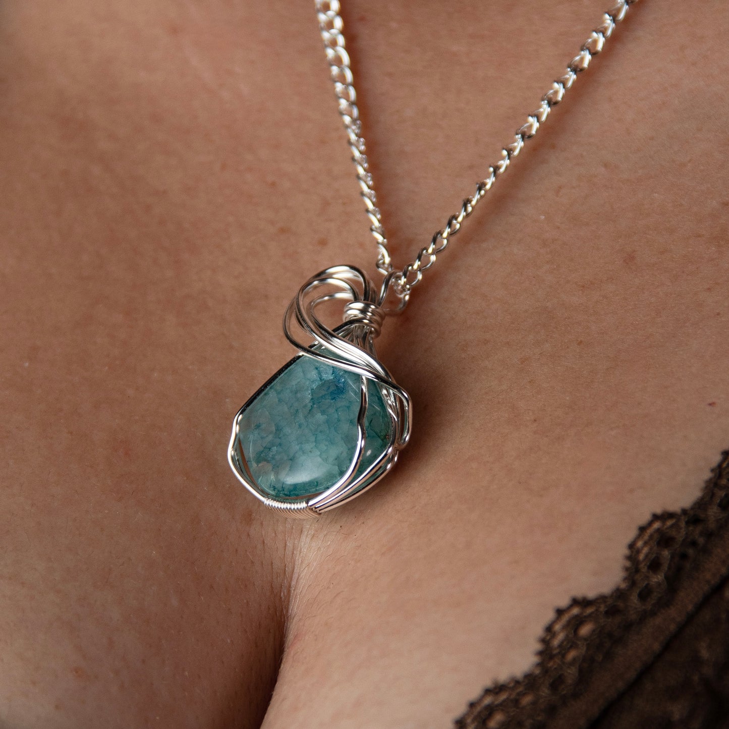 Wire Wrapped Quartz Necklace