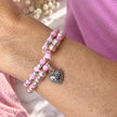 Pink Promise Heart Memory Wire Bracelet
