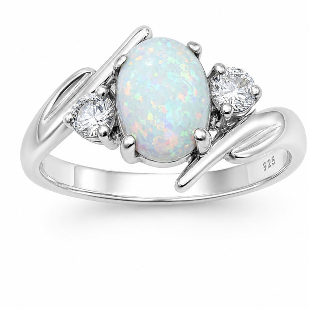Vintage Fiery Opal Sterling Silver Ring