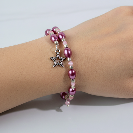 Pink Memory Pearl Bracelet