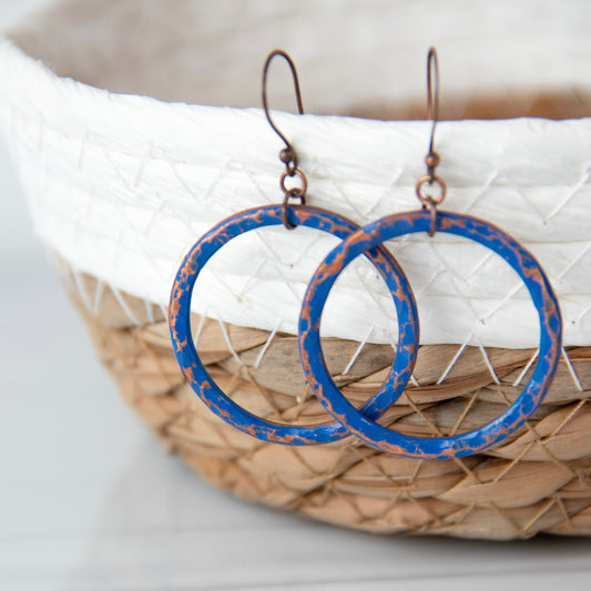 Copper Blue Patina Earrings