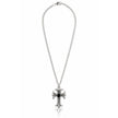 Midnight Grace Silver Tone Gothic Cross Necklace with Black Center Stone