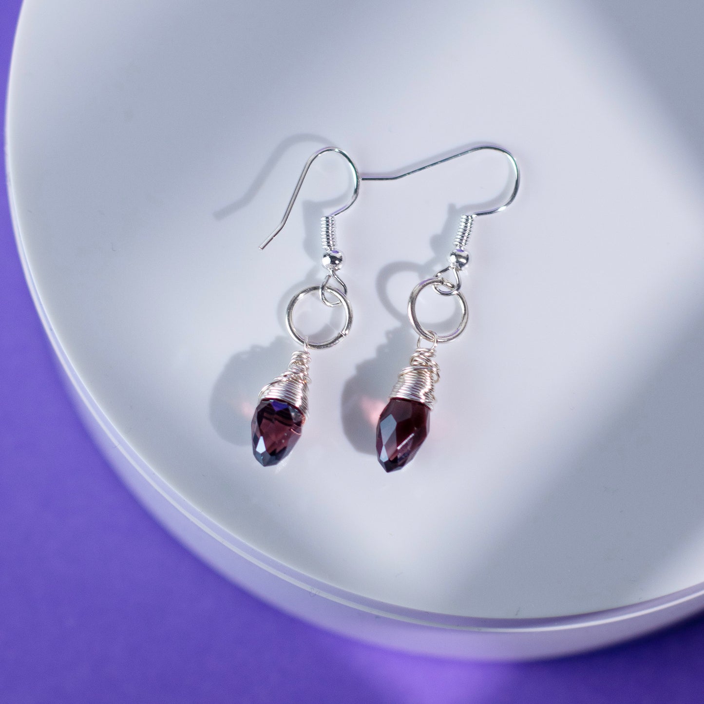 Purple Drop Circle Earrings