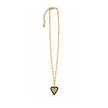 Midnight Devotion Gold Paperclip Chain Necklace with Black Heart Pendant