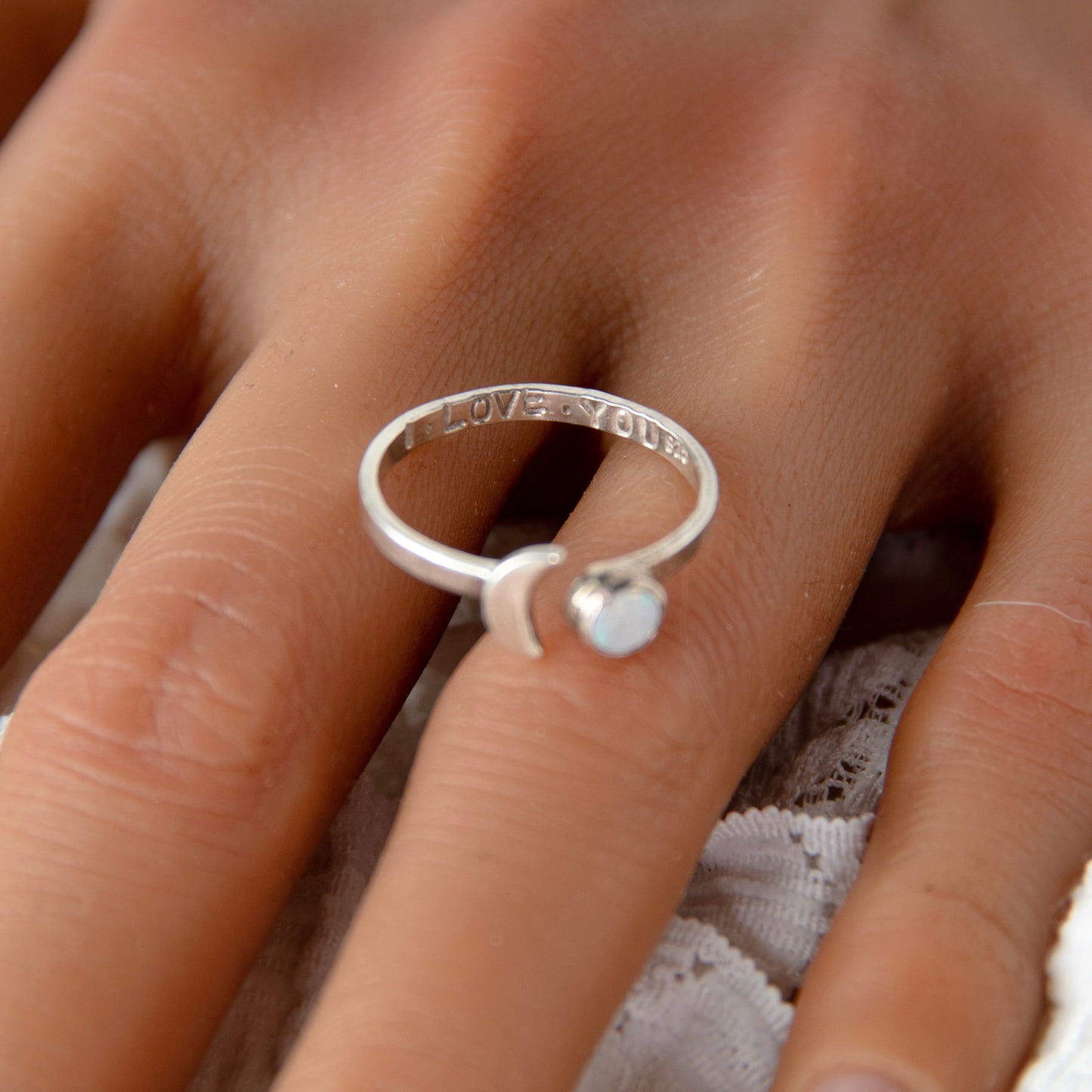 Opal Moon Ring
