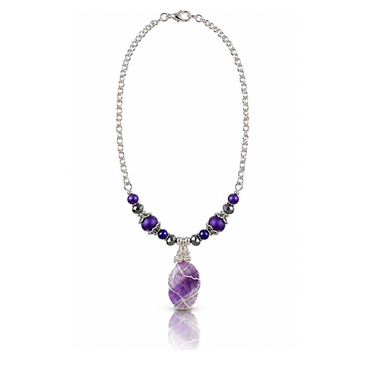 Amethyst Whispers Raw Amethyst Wire-Wrapped Gemstone Necklace