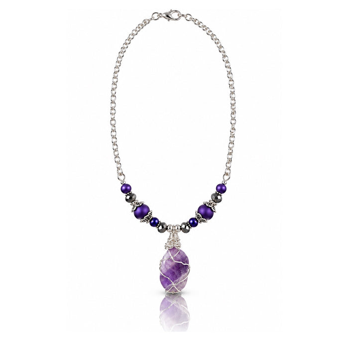 Amethyst Whispers Raw Amethyst Wire-Wrapped Gemstone Necklace