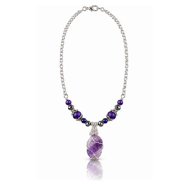 Amethyst Whispers Raw Amethyst Wire-Wrapped Gemstone Necklace