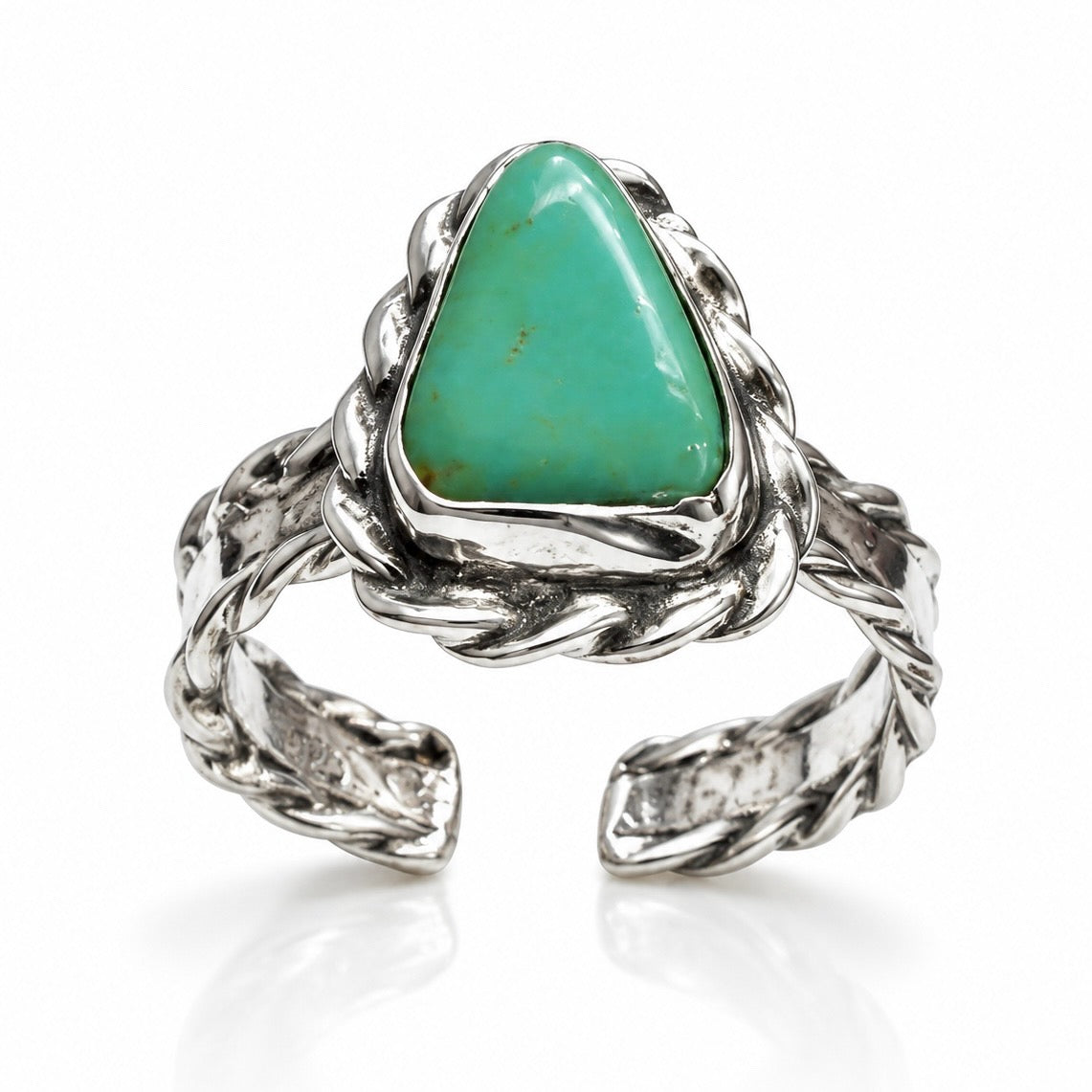Turquoise Trails Sterling Silver Adjustable Western Rope Ring