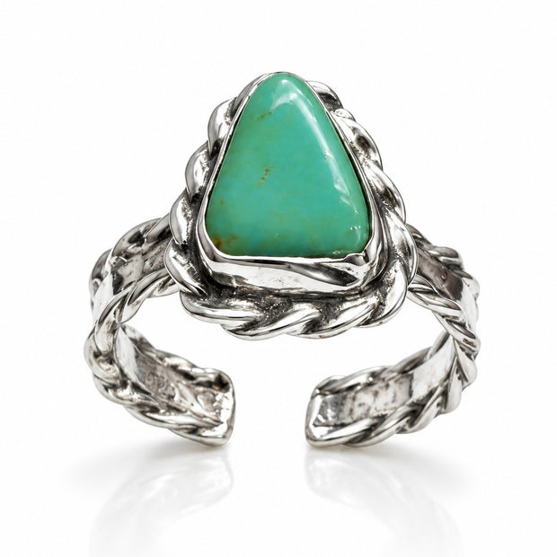 Turquoise Trails Sterling Silver Adjustable Western Rope Ring