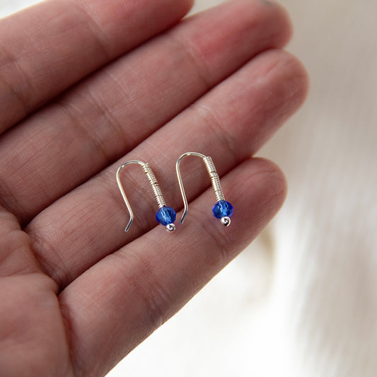 Blue Huggie Earrings