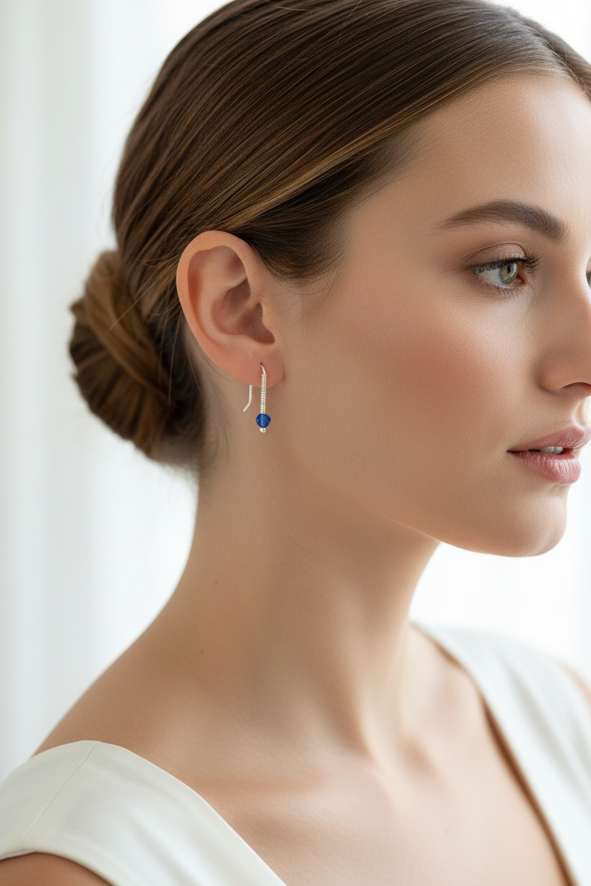 Blue Huggie Earrings