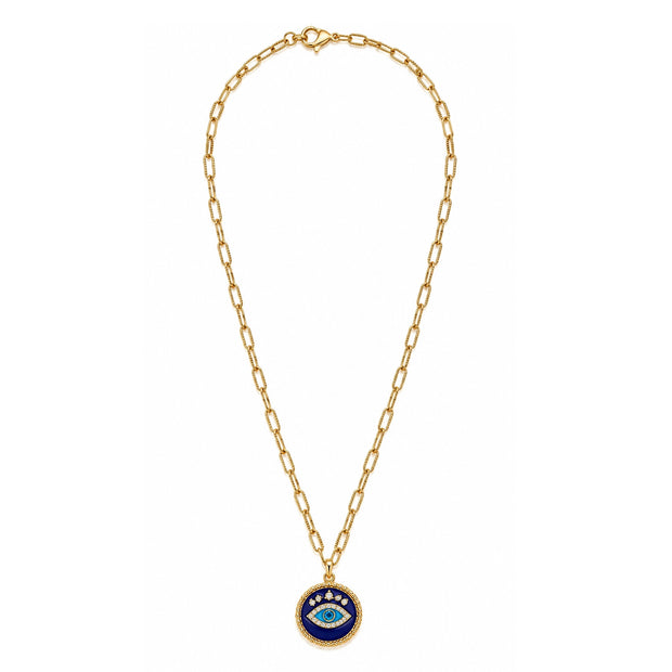 Golden Gaze Gold Tone Paperclip Chain Evil Eye Necklace