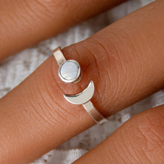 Opal Moon Ring