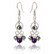 Plum Enchantment Purple Beaded Silver-Tone Dangle Earrings