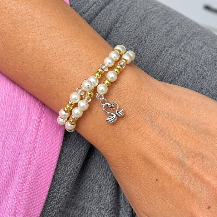 Lovebirds Yellow Memory Wire Bracelet