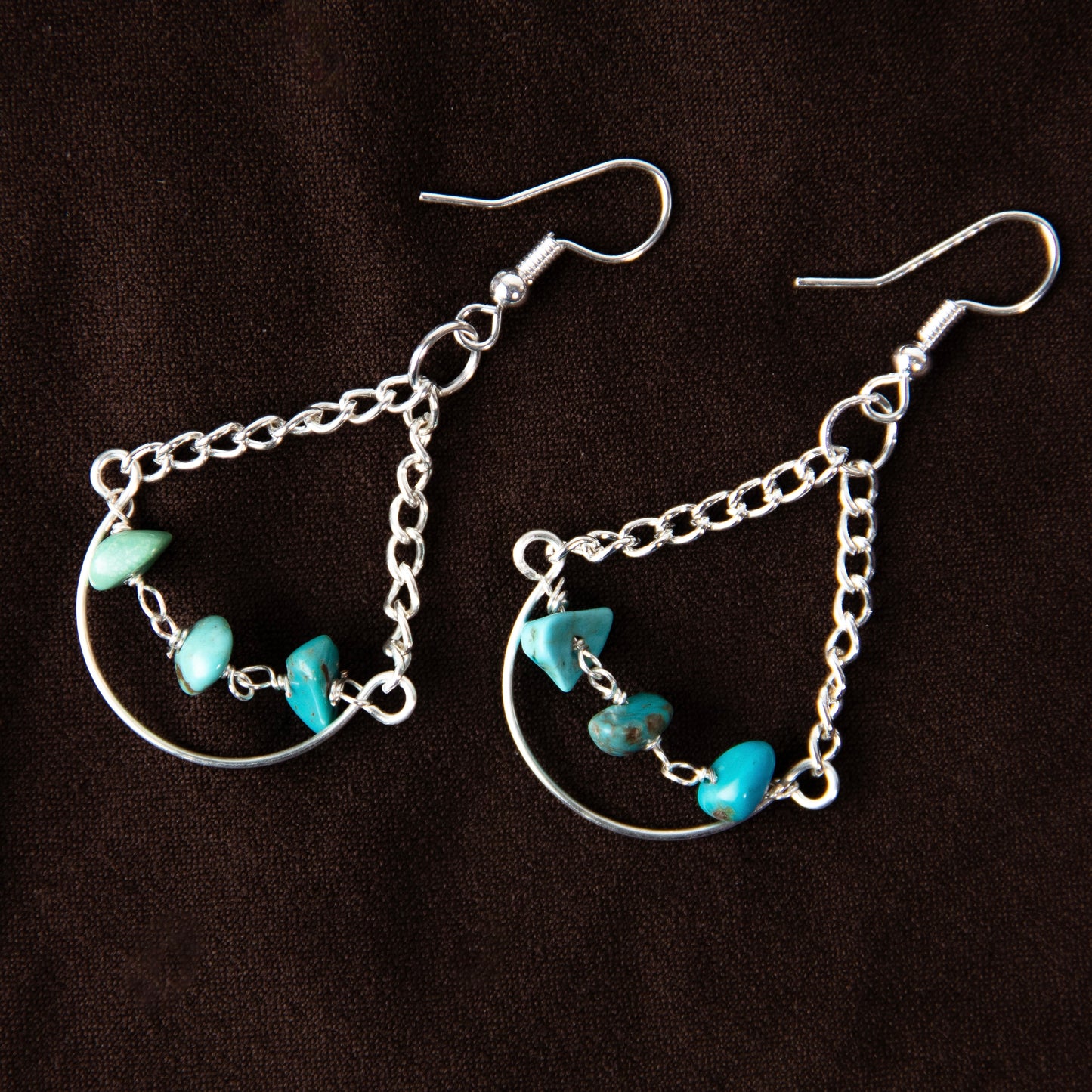 Turquoise Chandelier Chain Earrings