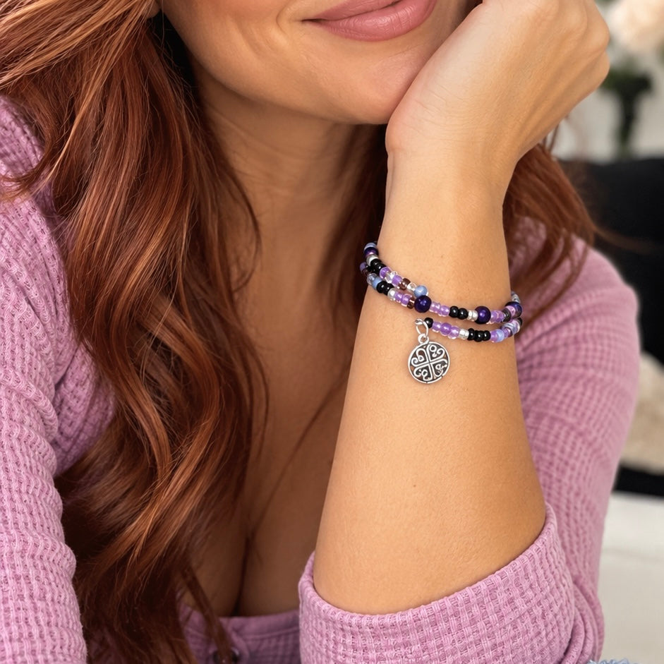 Mystic Violet Memory Wire Bracelet
