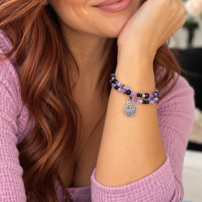 Mystic Violet Memory Wire Bracelet