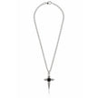 Midnight Edge Silver Plated Gothic Cross Necklace with Black Center Stone