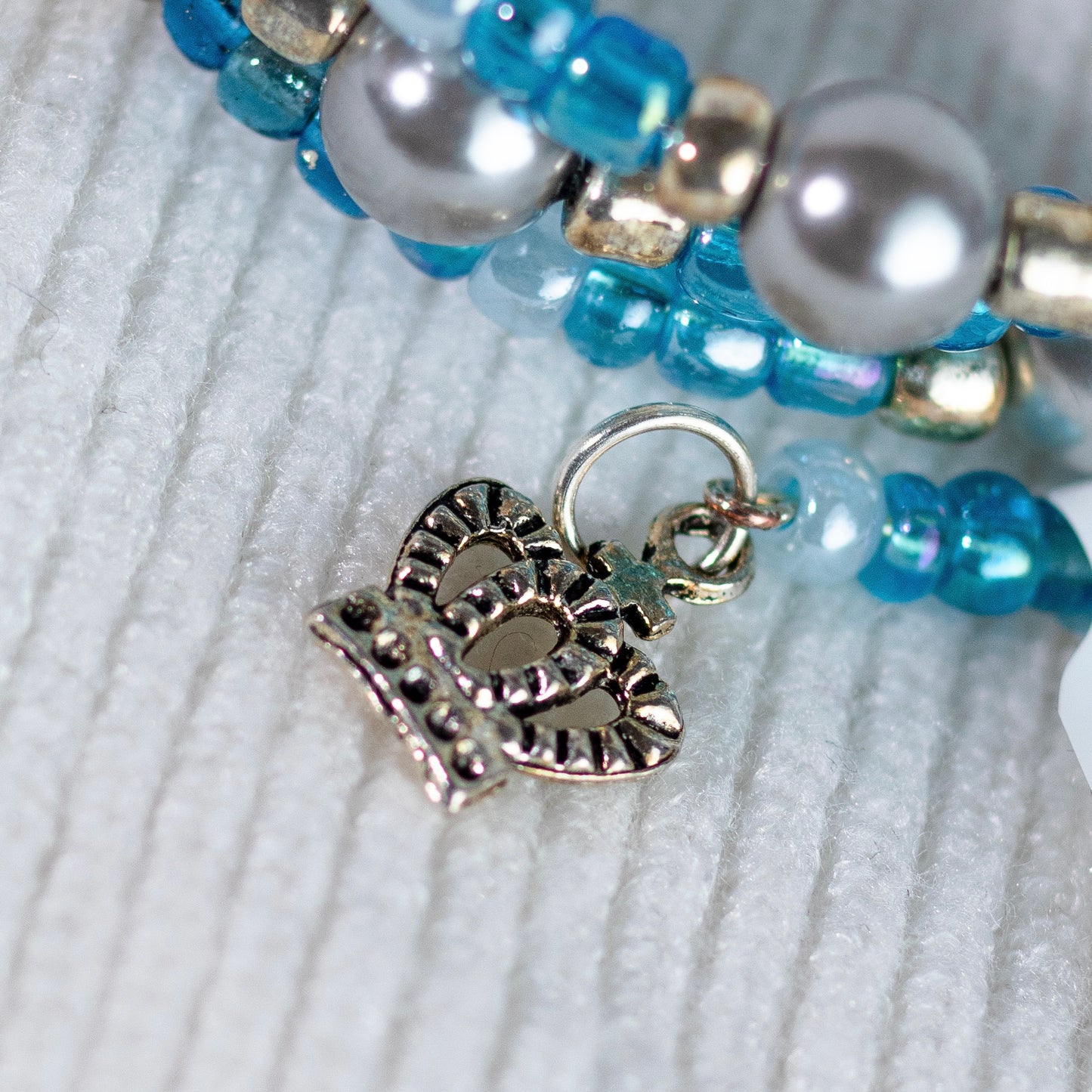 Blue Crown Bead Bracelet