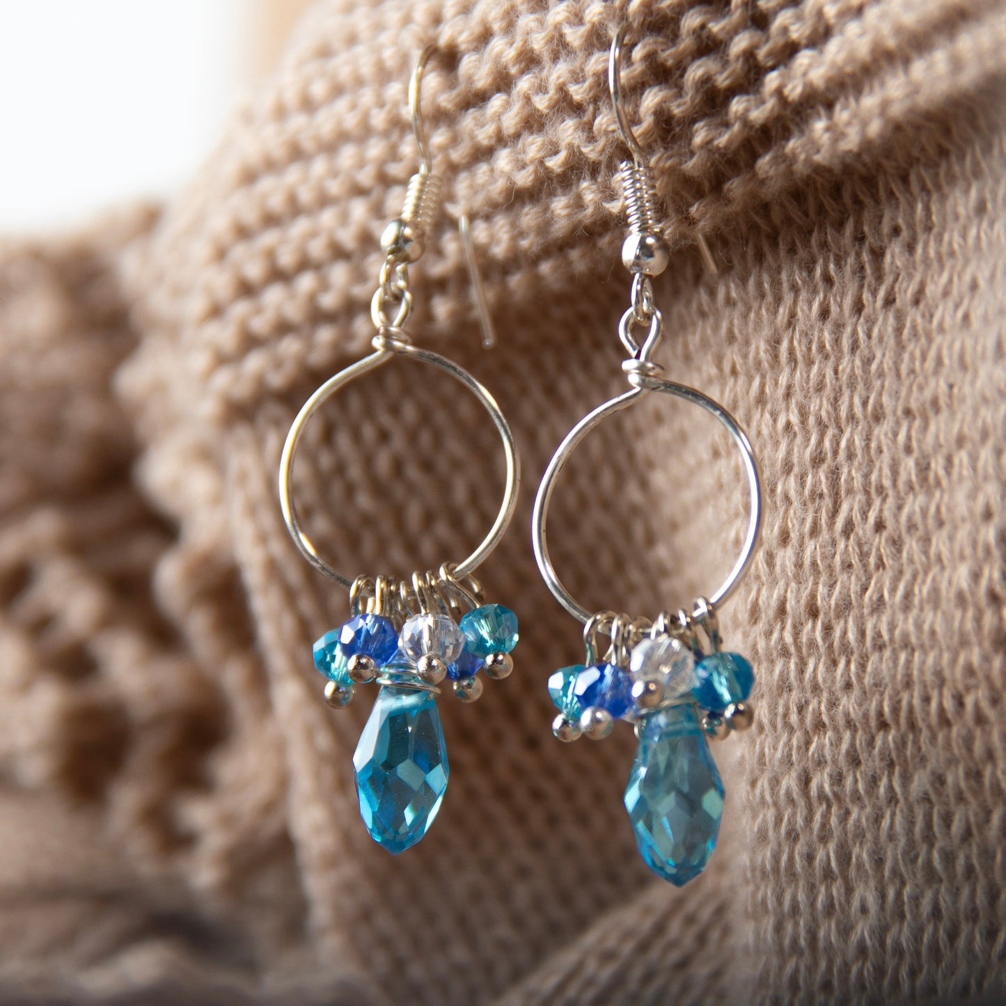 Light Blue Chandelier Earrings