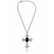 Dark Romance Vintage Gothic Cross Necklace with Black Oval Stone