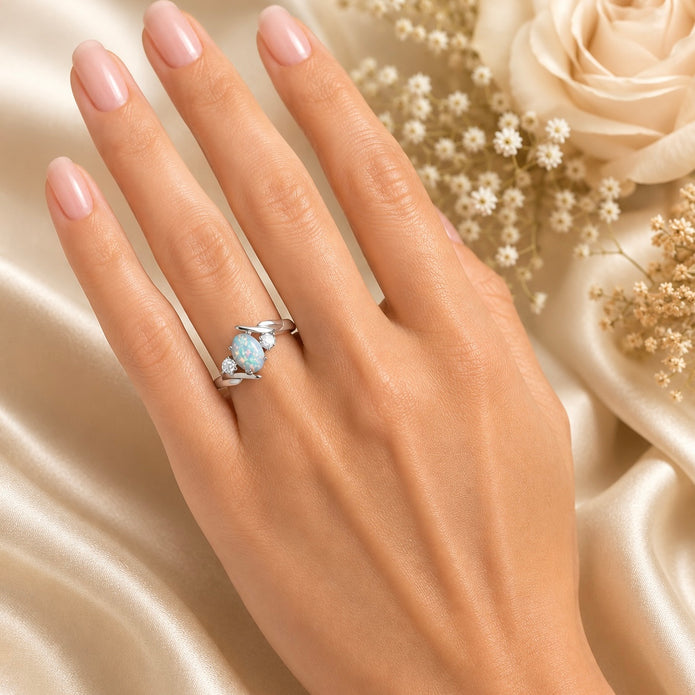 Vintage Fiery Opal Sterling Silver Ring